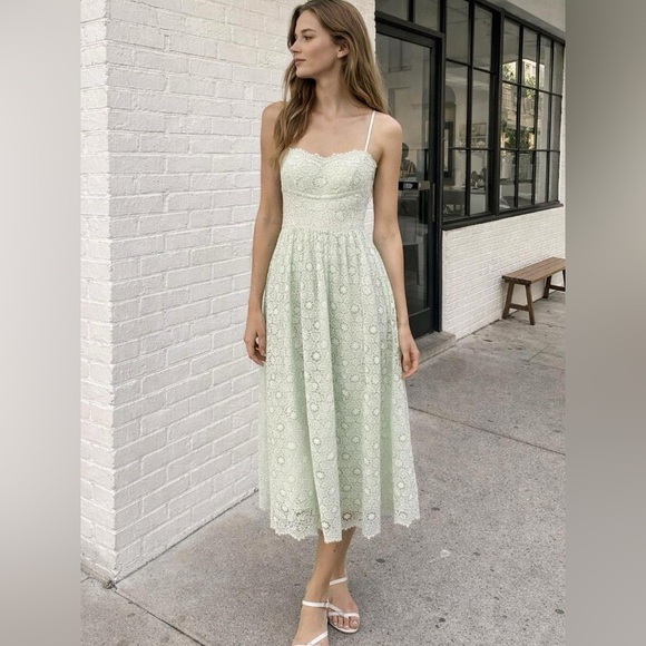 Gianni Bini Dresses & Skirts - Lace Spaghetti Strap Midi Dress in Light Mint